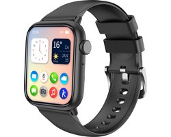 Nuvance - Smartwatch Heren & Dames met Bluetooth - 45mm - Geschikt voor alle Smartphones - Stappenteller en Hartslagmeter - Waterdicht - Zwart