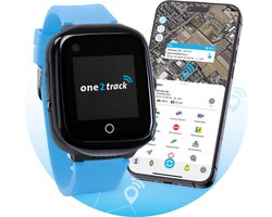 One2track Connect NEO blauw- De allerleukste, stoerste & beste GPS horloge kind - Smartwatch kinderen (video)bellen & gebeld worden - GPS tracker kind met nauwkeurige locatiebepaling - Stel veilige zones in - SOS functie -