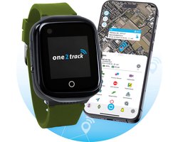 One2track Connect NEO groen - De allerleukste, stoerste & beste GPS horloge kind - Smartwatch kinderen (video)bellen & gebeld worden - GPS tracker kind met nauwkeurige locatiebepaling - Stel veilige zones in - SOS functie - Smartwatch met simkaart