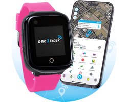 One2track Connect NEO roze - De allerleukste, stoerste & beste GPS horloge kind - Smartwatch kinderen (video)bellen & gebeld worden - GPS tracker kind met nauwkeurige locatiebepaling - Stel veilige zones in - SOS functie - Smartwatch met simkaart