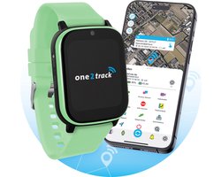 One2track Connect NEXT groen- De allerleukste, stoerste & beste GPS horloge kind - Smartwatch kinderen (video)bellen & gebeld worden - GPS tracker kind met nauwkeurige locatie bepaling - Stel veilige zones in - SOS functie - Smartwatch met simkaart