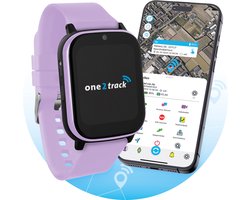 One2track Connect NEXT paars- De allerleukste, stoerste & beste GPS horloge kind - Smartwatch kinderen (video)bellen & gebeld worden - GPS tracker kind met nauwkeurige locatie bepaling - Stel veilige zones in - SOS functie - Smartwatch met simkaart