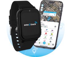 One2track Connect NEXT zwart - De allerleukste, stoerste & beste GPS horloge kind - Smartwatch kinderen (video)bellen & gebeld worden - GPS tracker kind met nauwkeurige locatie bepaling - Stel veilige zones in - SOS functie - Smartwatch met simkaart