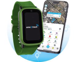 One2track Connect UP groen - De allerleukste, stoerste & beste GPS horloge kind - Smartwatch kinderen (video)bellen & gebeld worden - GPS tracker kind met nauwkeurige locatiebepaling - SOS functie - Smartwatch kids met simkaart