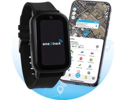 One2track Connect UP zwart - De allerleukste, stoerste & beste GPS horloge kind - Smartwatch kinderen (video)bellen & gebeld worden - GPS tracker kind met nauwkeurige locatiebepaling - SOS functie - Smartwatch kids met simkaart