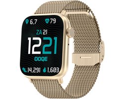 OOQE WATCH PRO 7 - Smartwatch Dames | Elegant Design | Bellen en Gebeld Worden | Berichten Inzien |Gezondheidsanalyse | Sportanalyse | Stress en Slaap Management | Nederlandstalig | Barst- en Krasbestendig | Goud