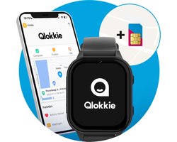 Qlokkie Kiddo 23 - GPS horloge kind - Smartwatch kinderen - GPS tracker kind met nauwkeurige locatiebepaling - GPS horloge kind met simkaart - Stel veilige zones in - SOS functie - Whatsapp - Zwart