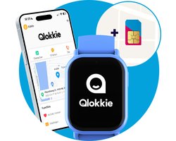 Qlokkie Kiddo Mini - GPS horloge kind - Smartwatch kinderen - GPS tracker kind met nauwkeurige locatiebepaling - GPS horloge kind met simkaart - Stel veilige zones in - SOS functie - Blauw