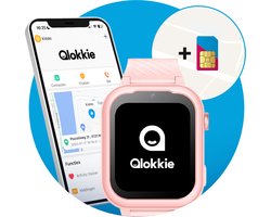 Qlokkie Kiddo Pro - GPS horloge kind - Smartwatch kinderen - GPS tracker kind met nauwkeurige locatiebepaling - GPS horloge kind met simkaart - Stel veilige zones in - SOS functie - Whatsapp - Roze