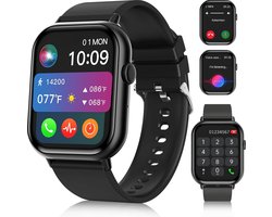 SAMTECH Smartwatch Pro - Heren & Dames – horloge – met HD Touchscreen - Stappenteller, Calorie Teller, Slaap meter – Geschikt voor iOS, Android en meer - Zwart