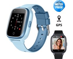 Smartwatch voor Kinderen met Nano SIM, Video Bellen, GPS & 4G - Waterdicht IPX7, WiFi & Bluetooth - SOS Functie - GPS Horloge kind -Blauw