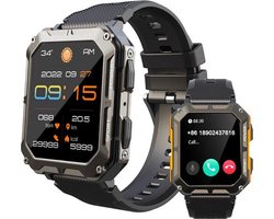 Smartwatch- Zwart- Horloge- Tracker- Stappenteller- Hartslagmeter- Watch Bloeddrukmeter- Bluetooth- Waterdicht- Gezond- Klok- Fitness -