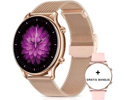 Xelar Smartwatch Dames - Stappenteller - Saturatiemeter - Bellen - Hartslagmeter - Moederdag cadeautje - Geschikt voor iOS & Android - Rose Goud