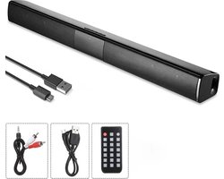 Bluetooth Soundbar Voor TV, Smartphone, Laptop Of Tablet - Ondersteunt TF Kaart - Incl. Afstandbediening - Zwart