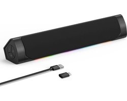 DD Soundbar Pc - Bekabelde en Draadloze Pc -Luidspreker - USB Mini Soundbar - met Bluetooth - 8x40x10cm - Zwart