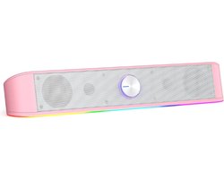 GS560 Adiemus RGB Desktop Soundbar 2.0 Kanaals Computerluidspreker met Dynamische Verlichtingsbalk Audio Light Sync Display Touch-Control Backlit met Volumeknop USB Voeding met 3,5 mm