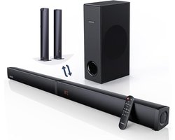 Soundbar - Afneembaar - Geschikt Voor TV - Met Subwoofer - 37 inch - 2.1 kanaal - 5 EQ Modi - 12L Diepe Bas Inclusief Afstandsbediening - Ondersteunt Coaxiaal, Optisch, AUX en USB