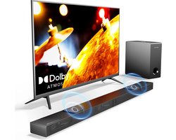 Soundbar - Soundbar voor TV - Luidsprekers - Luidsprekerkabels - Dolby AtmosSpeaker - 2 Omhoog Gerichte Drivers - - 50Hz-20KHz - 390W - Zwart