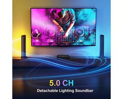 Ultimea - Apollo S70 - Soundbar - 2-in-1 - 5.0ch Soundbar voor TV - Afneembare soundbar - Luidsprekers - Luidsprekerkabels - Speaker - Stereo - BT 5.3 - 180W - RGB-Verlichting - Zwart