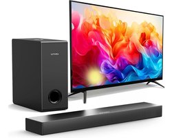 ULTIMEA soundbars voor tv - soundbar met subwoofer - Bluetooth 5.0 Soundbar - Geïntegreerde Subwoofers - TV / PC / Telefoon - Zwart