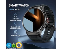 "1.85'' Ultra HD Bluetooth Smart Horloge voor Mannen – GPS Tracking, 710mAh Grote Batterij, 400+ Wijzerplaten, IP68 Waterdicht – Smartwatch, Fitness Horloge