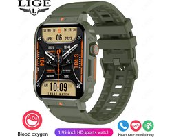 1.95 Inch Outdoor Militaire Smartwatch voor Mannen - Bluetooth Oproepen, IP68 Waterdicht, Geschikt voor Android en iOS, Sport- en Fitness Horloge, Hartslagmeter, Stappenteller