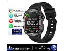 2024 Militaire Smartwatch voor Mannen - IP68 Waterdicht, 3 ATM Outdoor Sport & Fitness Tracker, Gezondheidsmonitor, 1.96" Scherm, Bluetooth Oproepen & Hartslagmeter