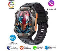 2024 Nieuwe Militaire Bluetooth Smartwatch voor Heren - Waterdicht, Grote Batterij, Kompas, Outdoor Sport, Oproep Functie, Slimme Horloge, GPS, Fitness Tracker