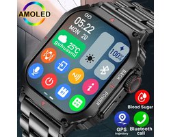 2024 Nieuwe NFC Smart Watch Mannen Amulet HD Screen Hartslag Bluetooth Call Bloedsuiker Insuline Zonder Prik Pijnloos Meten Waterdichte Gps Smartwatch