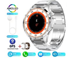 2024 Nieuwe NFC Smartwatch voor Mannen en Dames - Smartwatch met GPS Tracker, 1.53-inch AMOLED Scherm, Bloedglucosemeting, Bluetooth Bellen, Slim Horloge, Fitness Tracker