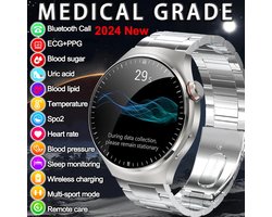 2024 Nieuwe Slimme Horloge voor Fysiek Onderzoek - Met ECG, PPG, Bloedlipiden, Urinezuur en Glucose Metingen | Bluetooth Oproepen | Gezondheidsmonitoring Horloge voor Mannen