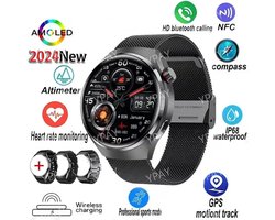 2024 Nieuwe Smartwatch voor Mannen en Vrouwen - AMOLED 360 x 360 HD Scherm, Hartslagmeter, Bluetooth Bellen, Waterdicht, Fitness Smartwatch, Geschikt voor Android en iOS, Slim Horloge, Sporthorloge