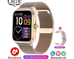 2024 Smart Watch Hartslag Gezondheid Monitor Sport Smartwatch AI Technologie Rose gold + Extra Witte Band Luxe Mode Sport Horloge