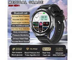 2024 Smartwatch voor Mannen met Micro Fysieke Controle - Bloedlipiden, Urinezuur, Bloedglucose, ECG, PPG, Bluetooth Oproepen, Gezondheid Monitor, Hartslagmeter