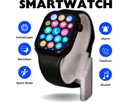 AWEX Smartwatch zwart - Dames en heren - Stappenteller, slaapmeter,hartslagmeter - iOS en Android - whatsapp en belfunctie - HD touchscreen - Cadeau valentijn