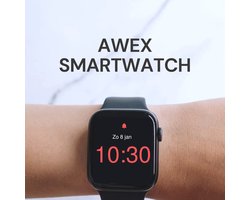 AWEX smartwatch - Zwart unisex - Belfunctie en whatsapp - iOS en Android sporthorloge - Hartslag, stappenteller, slaapmonitor, bloedsaturatie