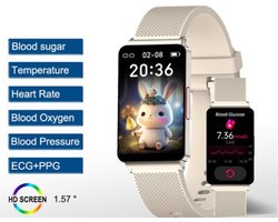 Bloedglucosemeter Gezondheid Waterdichte Smart Horloge Unisex Ecg + Ppg Bloeddrukmeting Waterdichte Sport Smartwatch hartslag, bloeddruk Zuurstof, bloed suiker Meter Gezondheid AI Technisch Meten