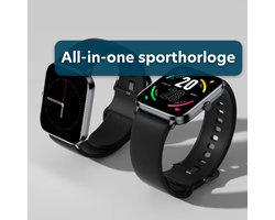 FlowShop - Sporthorloge - Smartwatch - Sporthorloge Met Bluetooth - Smartwatch Heren - Smartwatch Dames - Stappenteller - Hartslagmeter - Geschikt Voor Elke Telefoon - Ingebouwde Microfoon - Belfunctie - Saturatiemeter - Slaapmonitor - Zwart