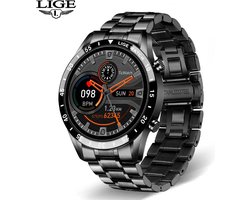 Luxe Smartwatch voor Mannen - Full Circle Touchscreen, Bluetooth Oproepen, RVS Band, Waterdicht & Sport Fitness Horloge voor Android en iOS - Slimme Horloge met Stappenteller en Hartslagmeter