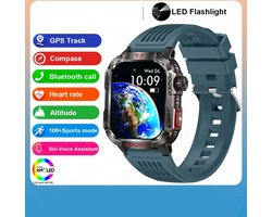 Nieuwe 2.01 Inch Outdoor Smartwatch voor Mannen – 3 ATM Waterdicht, 600mAh Batterij, Kompas, LED Zaklamp en Bluetooth Gesprekken – Ideale Outdoor Horloge met Fitness Tracker en Hartslagmeter