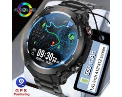 Nieuwe GPS Smartwatch voor Mannen en Vrouwen - Satelliet Positionering, Sport & Fitness Tracker, 650mAh Batterij, Hartslagmeter, Bluetooth Bellen, Gezondheidstracker, Activiteitenmonitor, Slim Horloge, Wearable Technologie, Outdoor Smartwatch