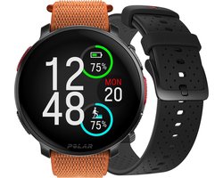 Polar VANTAGE V3 Sport Smartwatch met GPS - Zwart/grijs + extra polsband Oranje Hook&Loop