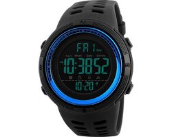 Skmei - Waterdicht 5 ATM Digitaal Sporthorloge - Dual Time - 49 mm - Blauw Zwart