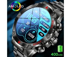 Slimme Horloge voor Mannen – 466x466 HD Scherm, Bluetooth, Waterdicht, Gezondheidsarmband met Zaklamp, Buitensport Smartwatch 2024 – Sporthorloge, Activiteiten Tracker