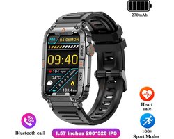 Slimme Horloge voor Mannen – Fitness Smartwatch Geschikt voor Android en iOS, IP68 Waterdicht, Militaire Stijl, Gezondheidsmonitor, AI Stembediening, Bluetooth Oproepen – 2024