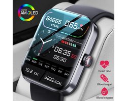 Smartwatch 2024 - 1.9'' Scherm - Bloedglucosemeting - 50+ Sportmodi - 24-uurs Hartslagmeter - Fitness Tracker voor Mannen en Vrouwen - Gezondheidsmeter - Activiteitenmeter