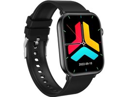 Smartwatch- 45*38*10mm- Zwart- Bandbreedte 22mm- Bluetooth en bellen- Inclusief app- Horloge- Sporten- Lichaamstemperatuur meter-Hartslag-