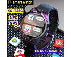 Smartwatch 4G GPS geschikt voor Android 9.0 – 128GB ROM, SIM, WiFi, Gezichtsherkenning, Dubbele Camera – Slimme Horloge Voor Mannen