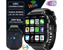 Smartwatch met 4G, GPS en Wifi – 4GB RAM, 64GB ROM, 1.99 Inch Scherm, Dubbele Camera, SIM-kaart Ondersteuning, Hartslagmeting, Waterdicht, Sportmodus, Fitness Tracker voor Mannen