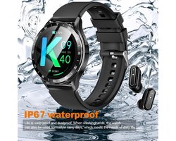 Smartwatch met NFC en TWS Oordopjes – 2-in-1 Bluetooth Horloge met Draadloze Oordopjes, 4 Uur Sterke Geluidskwaliteit, Muziekbediening, Ideaal voor Muziekliefhebbers